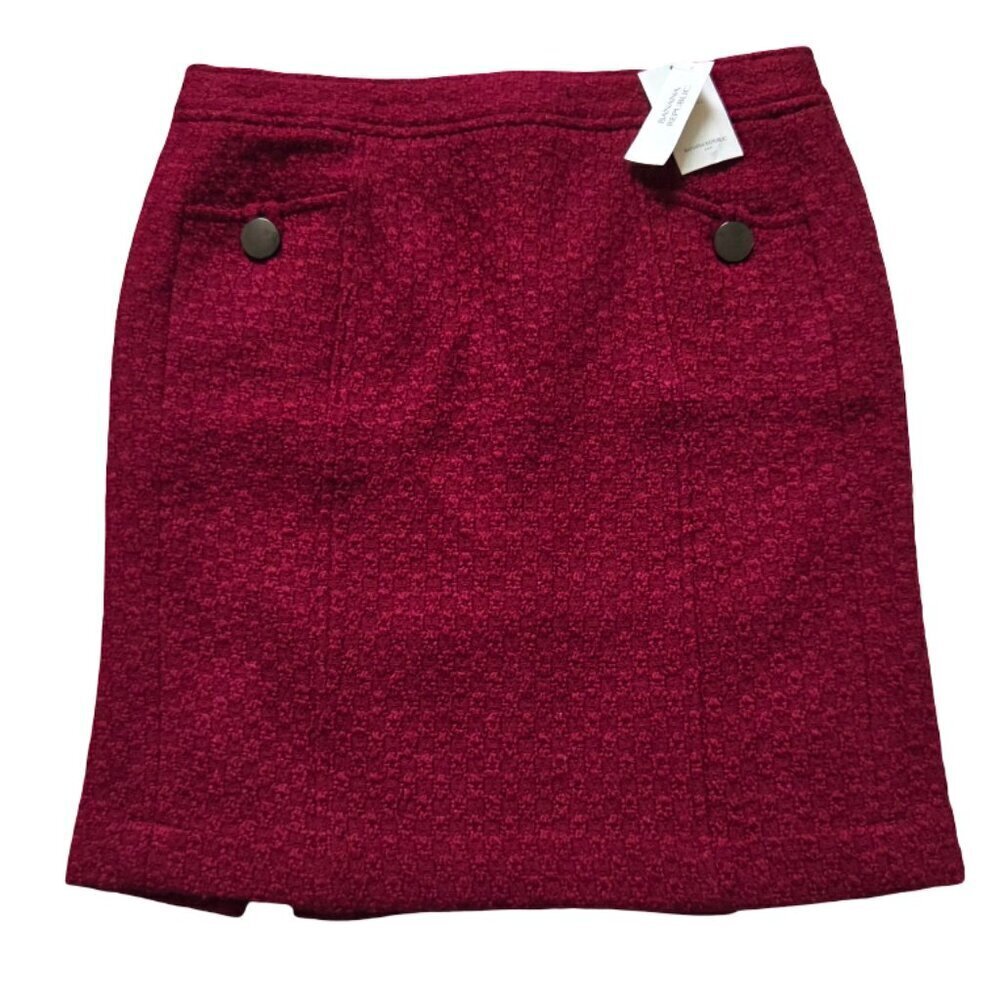 Banana Republic Skirt Women's Size 8 Red Wool Blend Pencil Skirt Business Twee